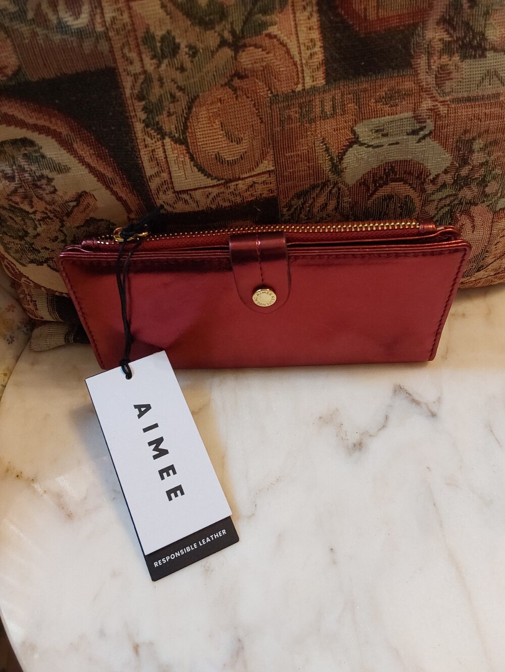 NWT Aimee Kesterberg Metallic Cherry Wallet, MSRP $78